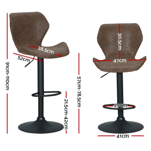 Set Of 2 Bar Stools Kitchen Stool Chairs Metal Swivel Brown Frawley Image 2