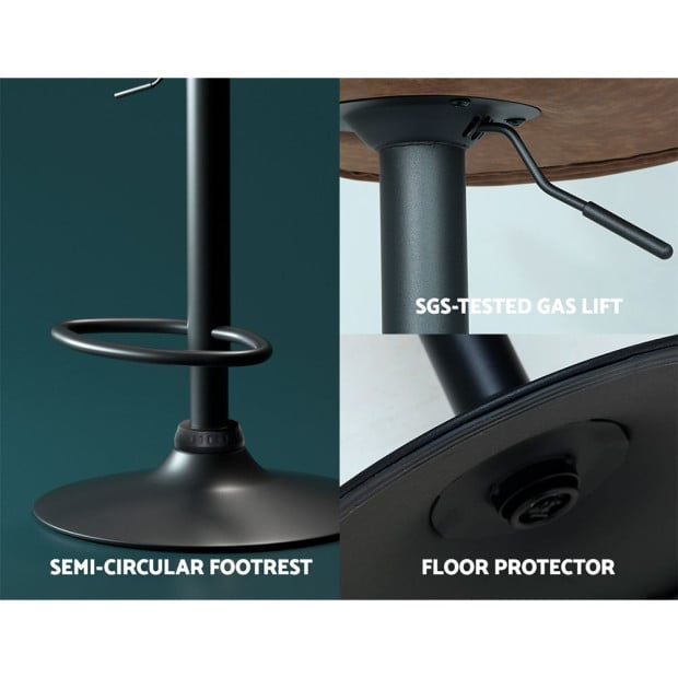 Set Of 2 Bar Stools Kitchen Stool Chairs Metal Swivel Brown Frawley Image 5