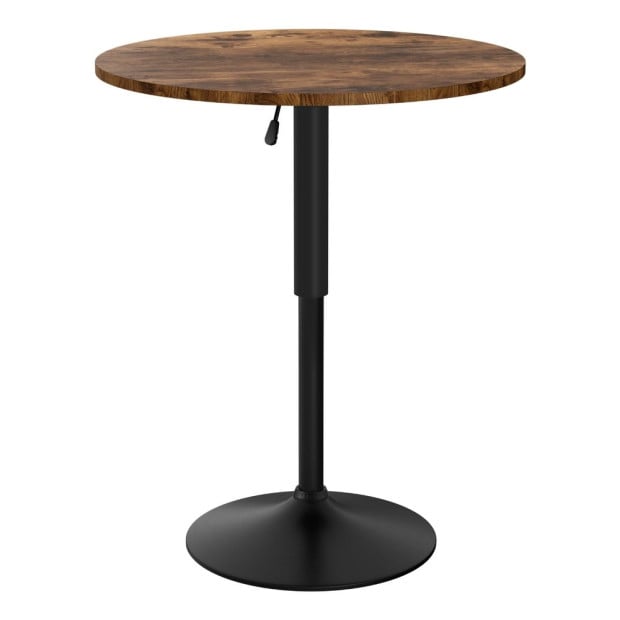 Height Adjustable Bar Table 360 Swivel Round Gaslift Design 60cm Rustic Brown Black Image 3