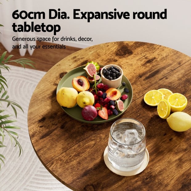 Height Adjustable Bar Table 360 Swivel Round Gaslift Design 60cm Rustic Brown Black Image 5