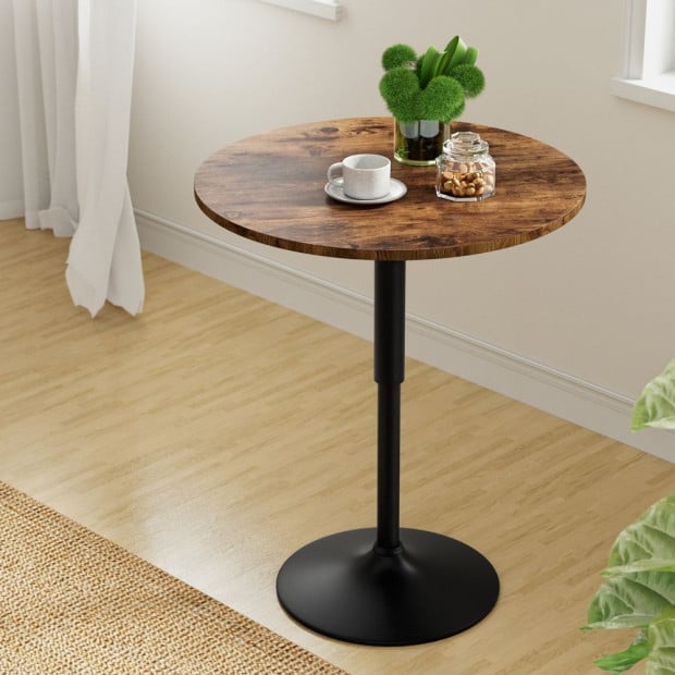 Height Adjustable Bar Table 360 Swivel Round Gaslift Design 60cm Rustic Brown Black Image 7