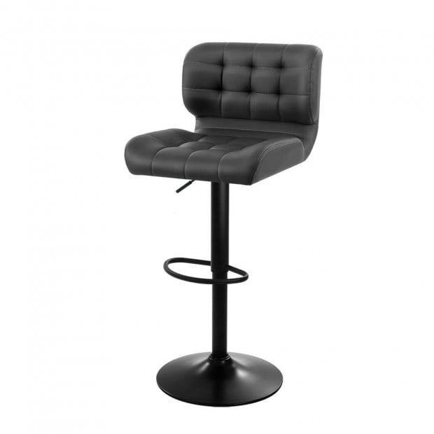 2x Kitchen Bar Gas Lift Bar Stool Chairs Swivel Leather Black Grey