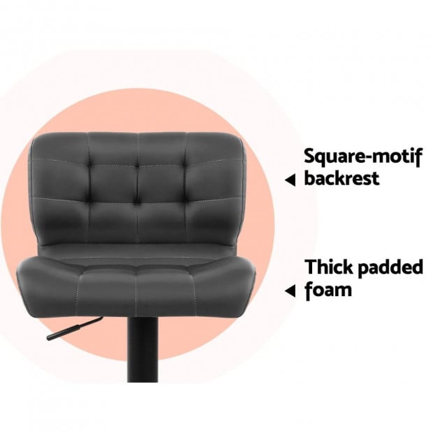 2x Kitchen Bar Gas Lift Bar Stool Chairs Swivel Leather Black Grey Image 6