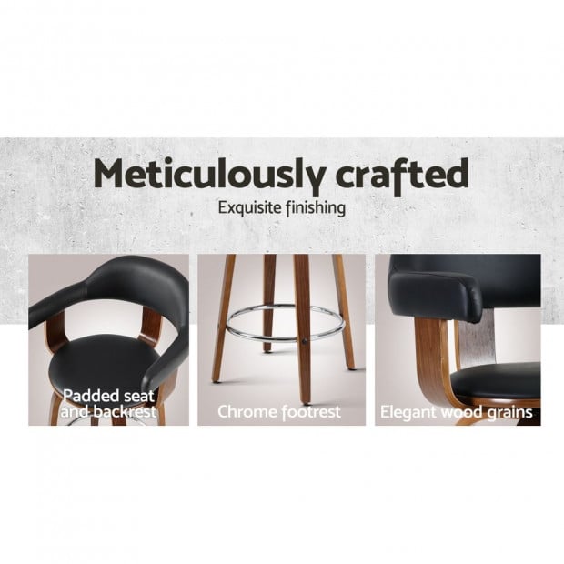 2x Bar Stools Wooden Swivel Bar Stool Kitchen Dining Chair Wood Black Image 6
