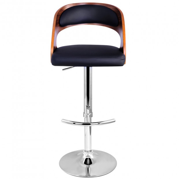 PU Leather Wooden Kitchen Bar Stool Padded Seat Black Image 3