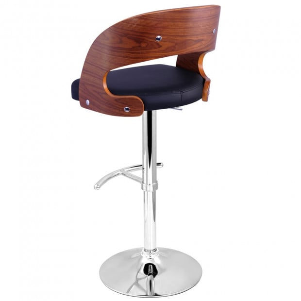 PU Leather Wooden Kitchen Bar Stool Padded Seat Black Image 4
