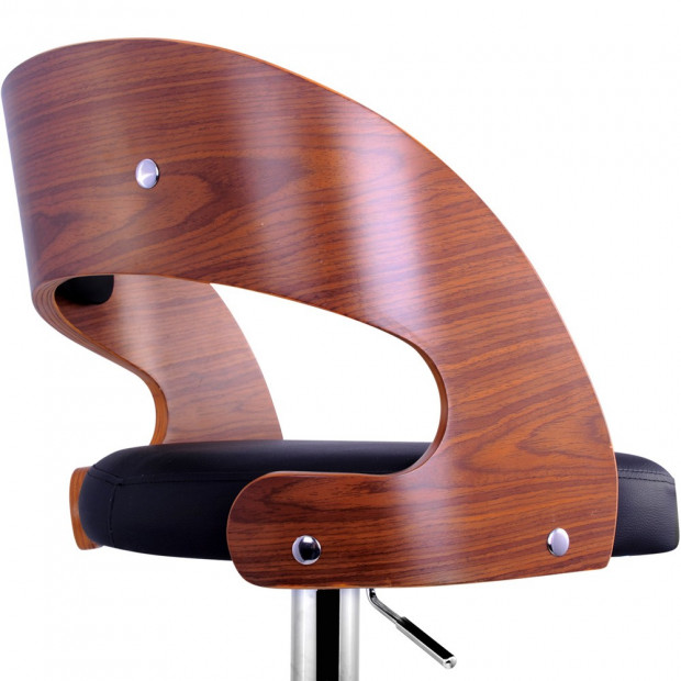 PU Leather Wooden Kitchen Bar Stool Padded Seat Black Image 5