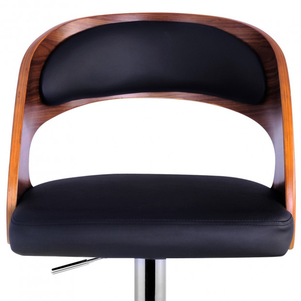 PU Leather Wooden Kitchen Bar Stool Padded Seat Black Image 6