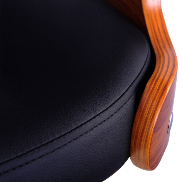 PU Leather Wooden Kitchen Bar Stool Padded Seat Black Image 7