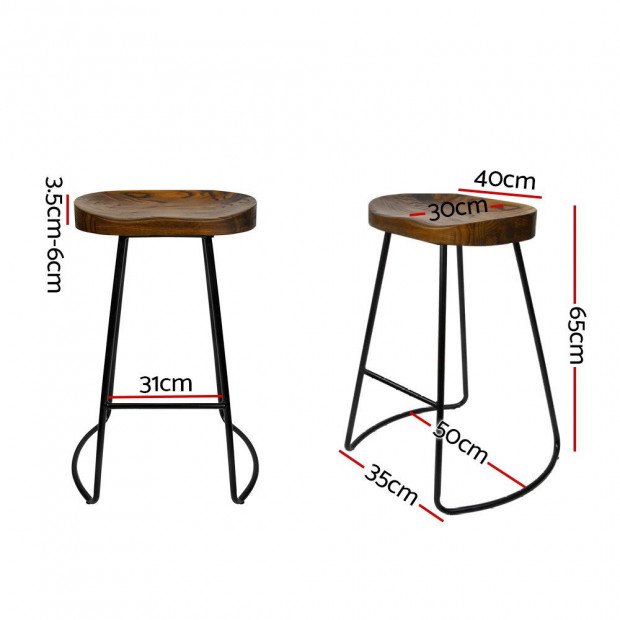 4x Vintage Tractor Bar Stools Retro Industrial Chairs Black 65cm Image 2