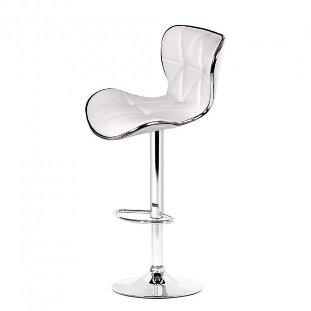 4 Bar Stools Kitchen Swivel Bar Stool PU Leather Chairs Gas Lift White