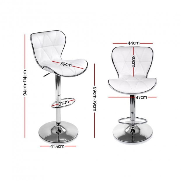 4 Bar Stools Kitchen Swivel Bar Stool PU Leather Chairs Gas Lift White Image 2