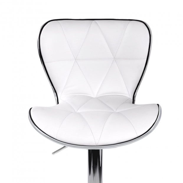 4 Bar Stools Kitchen Swivel Bar Stool PU Leather Chairs Gas Lift White Image 3