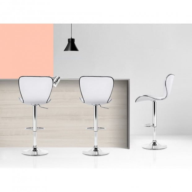 4 Bar Stools Kitchen Swivel Bar Stool PU Leather Chairs Gas Lift White Image 5