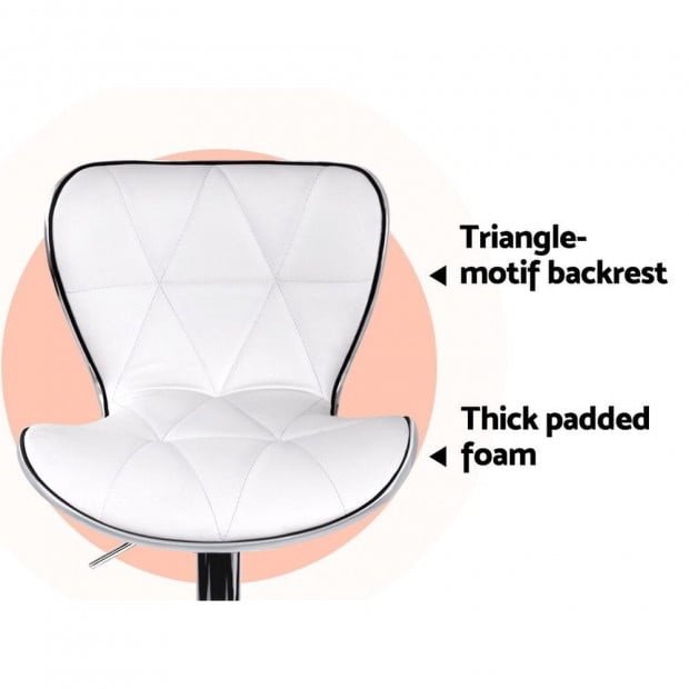4 Bar Stools Kitchen Swivel Bar Stool PU Leather Chairs Gas Lift White Image 6