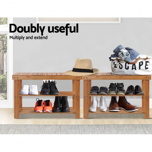Bamboo Shoe Rack Wooden Seat Bench Organiser Shelf Stool Image 7
