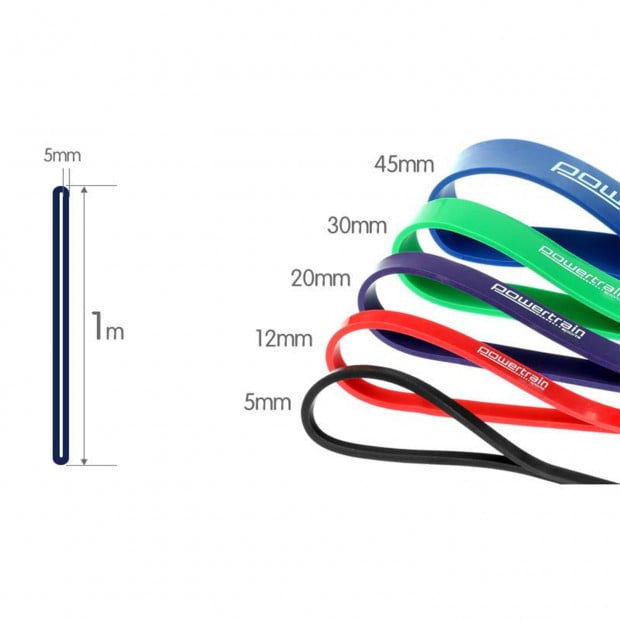Powertrain Resistance Bands 5pc Heavy Duty Gym Exercise Set Image 3