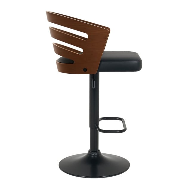 Sarantino Set of 3 Bentwood Walnut Barstool Leather Seat and Metal Base Image 5