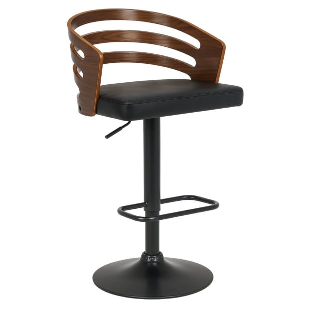 Sarantino Bentwood Walnut Barstool Leather Seat and Metal Base Image 2