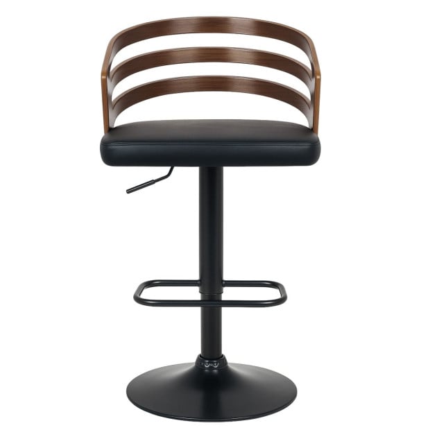 Sarantino Bentwood Walnut Barstool Leather Seat and Metal Base Image 3