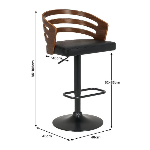 Sarantino Bentwood Walnut Barstool Leather Seat and Metal Base Image 4