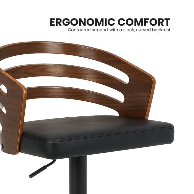 Sarantino Bentwood Walnut Barstool Leather Seat and Metal Base Image 6
