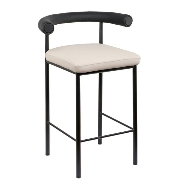 Sarantino Cedric Bar Stool - Black and Beige Image 2