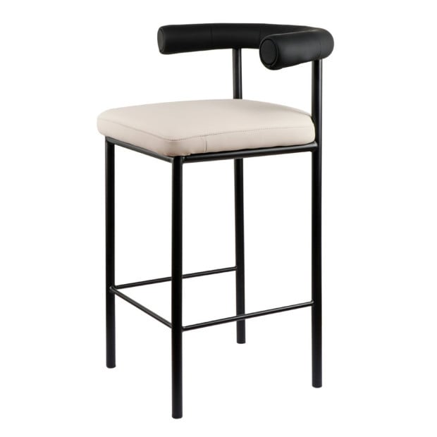 Sarantino Cedric Bar Stool - Black and Beige Image 3
