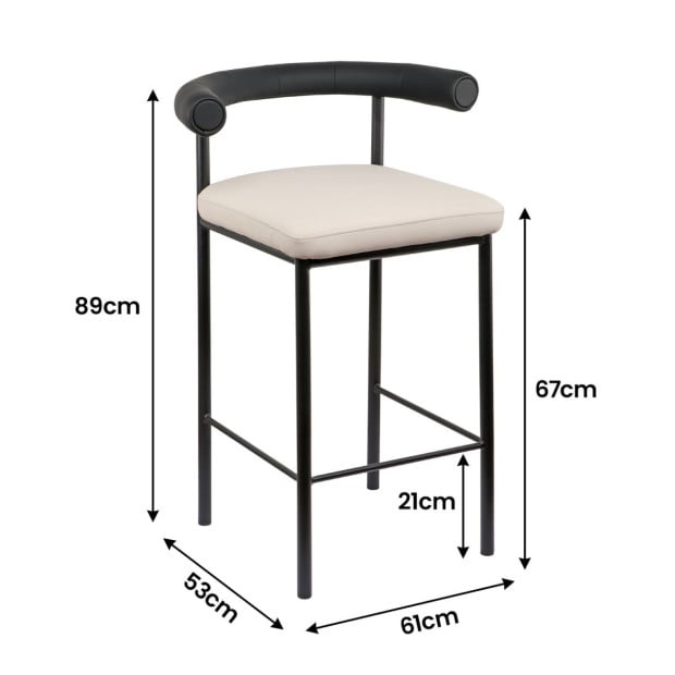 Sarantino Cedric Bar Stool - Black and Beige Image 4