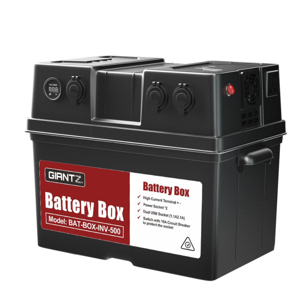 Battery Box 500W Inverter Deep Cycle Portable Caravan Camping USB