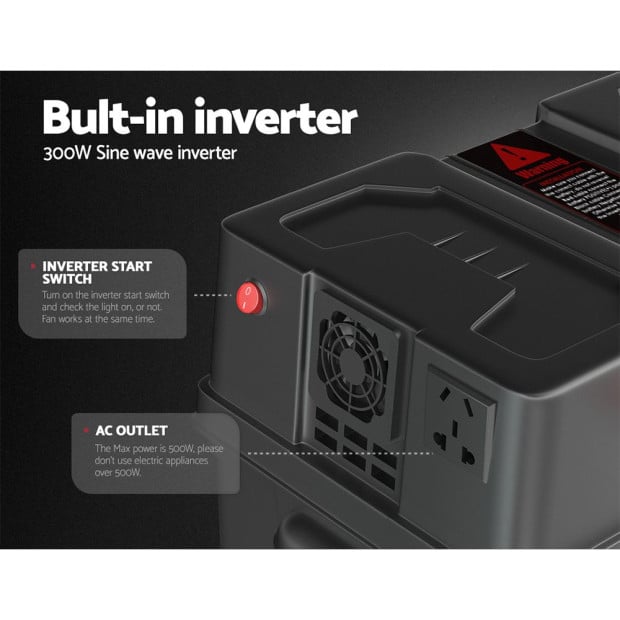 Battery Box 500W Inverter Deep Cycle Portable Caravan Camping USB Image 4