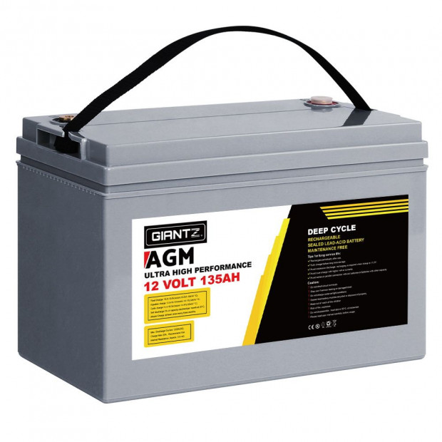 135Ah Deep Cycle Battery 12V AGM Marine Sealed Power Portable Box
