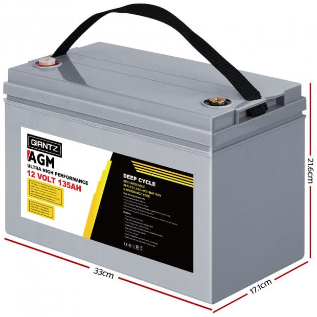 135Ah Deep Cycle Battery 12V AGM Marine Sealed Power Portable Box Image 2
