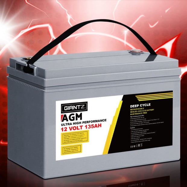 135Ah Deep Cycle Battery 12V AGM Marine Sealed Power Portable Box Image 7