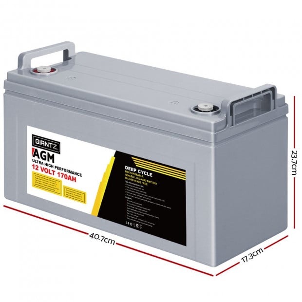 170Ah Deep Cycle Battery 12V AGM Marine Sealed Power Portable Box Image 2