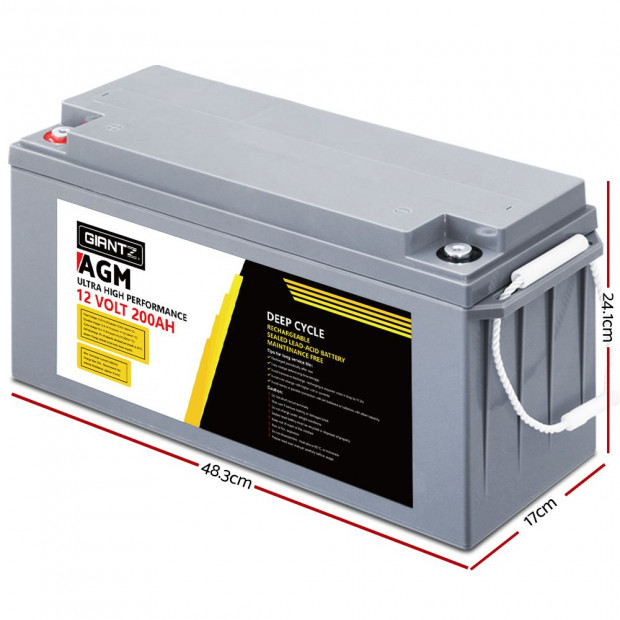 200Ah Deep Cycle Battery 12V AGM Marine Sealed Power Portable Box Image 2