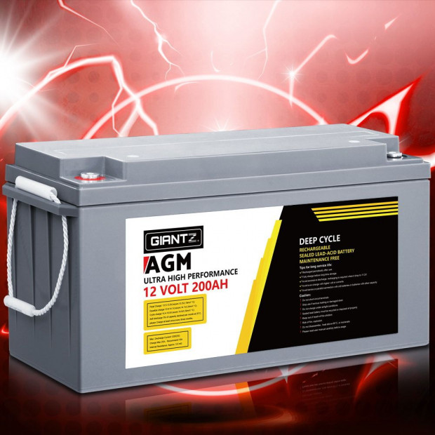 200Ah Deep Cycle Battery 12V AGM Marine Sealed Power Portable Box Image 7