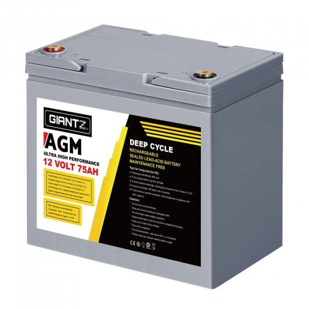 75Ah Deep Cycle Battery 12V AGM Marine Sealed Power Portable Box Image 3