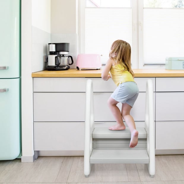 Kids Step Stool For Toddler With Non-slip Design Grey Image 11