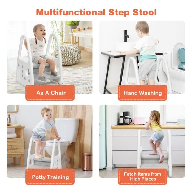 Kids Step Stool For Toddler With Non-slip Design Grey Image 6
