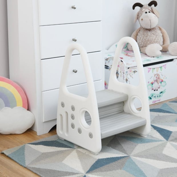 Kids Step Stool For Toddler With Non-slip Design Grey Image 2