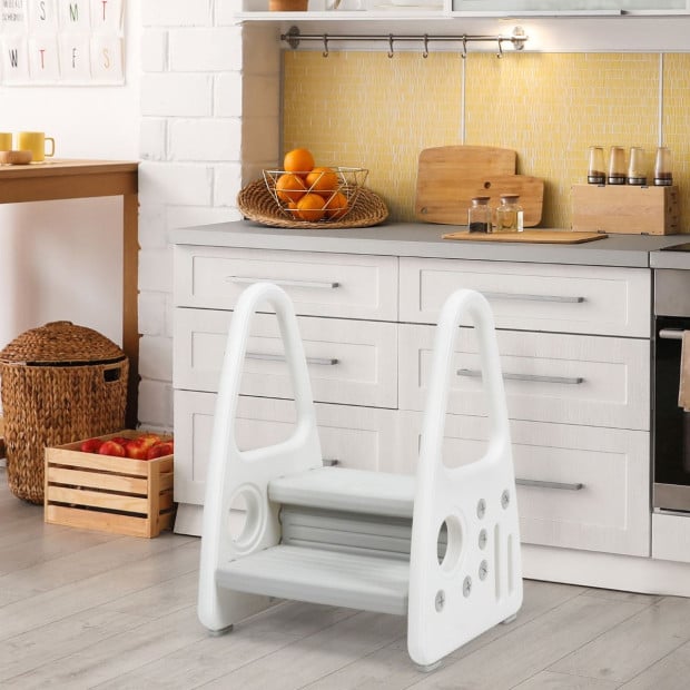 Kids Step Stool For Toddler With Non-slip Design Grey Image 7