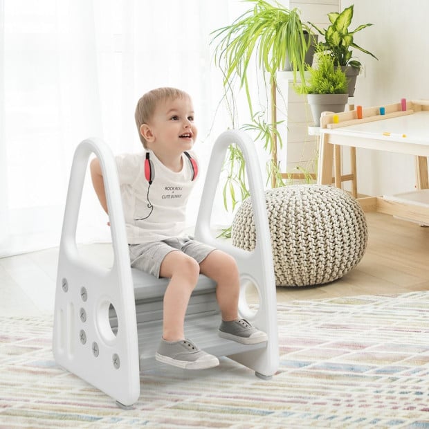 Kids Step Stool For Toddler With Non-slip Design Grey Image 9