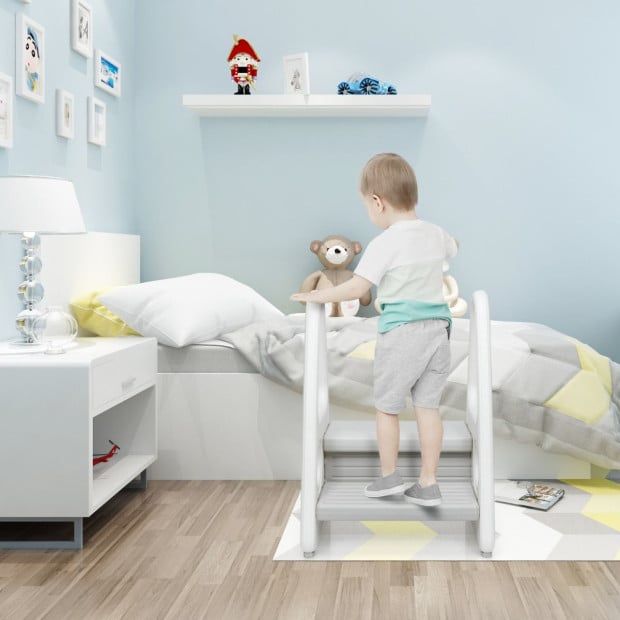 Kids Step Stool For Toddler With Non-slip Design Grey Image 8