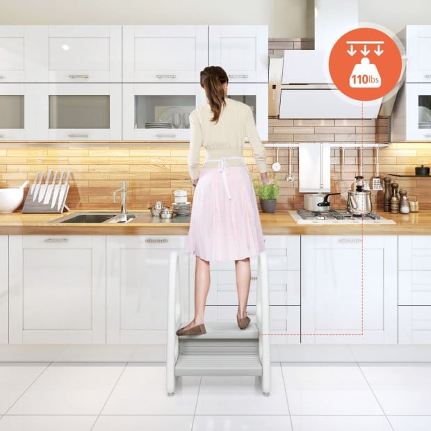 Kids Step Stool For Toddler With Non-slip Design Grey Image 3