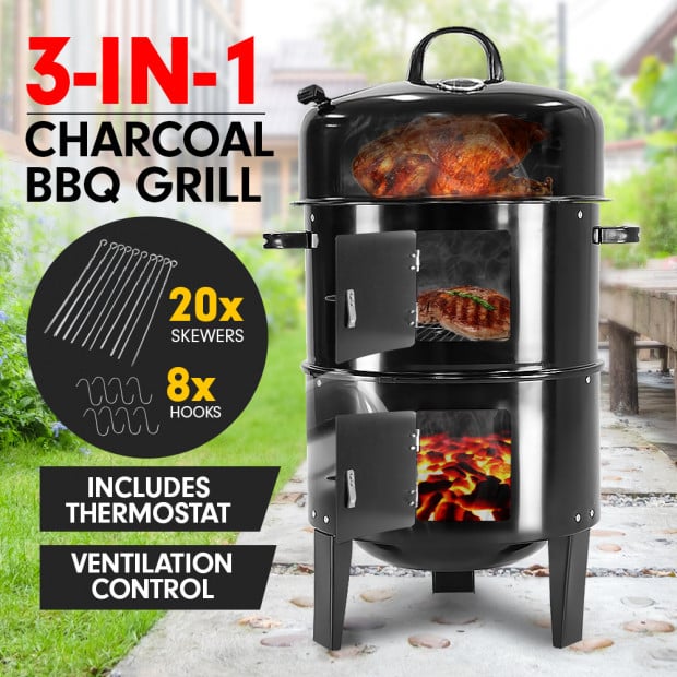 Wallaroo 3-in-1 Charcoal BBQ Smoker