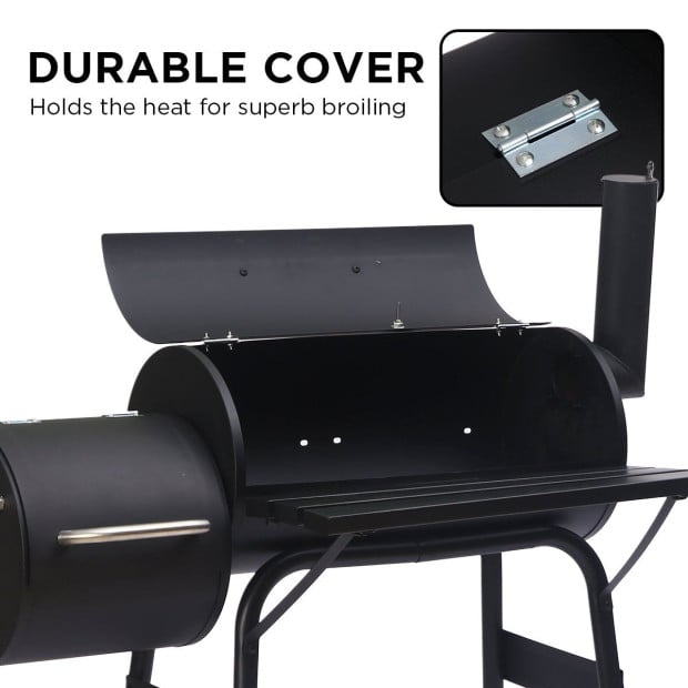 Wallaroo 2-in-1 Outdoor Barbecue Grill & Offset Smoker Image 11