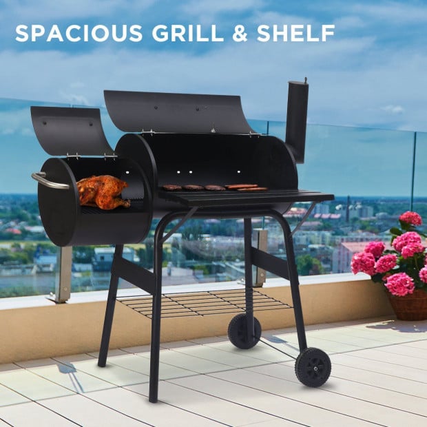 Wallaroo 2-in-1 Outdoor Barbecue Grill & Offset Smoker Image 8