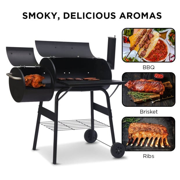 Wallaroo 2-in-1 Outdoor Barbecue Grill & Offset Smoker Image 9
