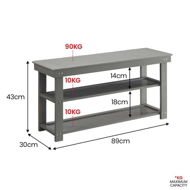 Sarantino Maeve Shoe Storage Bench - Grey Image 4